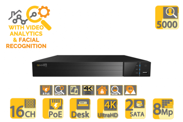 16 Ch QVN3316P-2 AI-NVR 8 POE