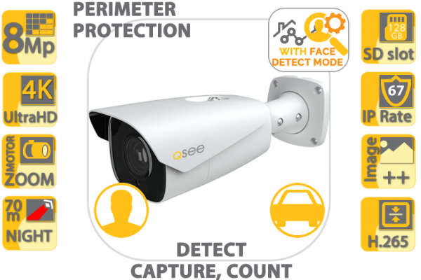 8MP QVP83BELA AI Perimeter Protection Bullet