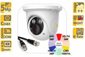 5MP QH7555D AHD/TVI MotorZoom Coax Dome